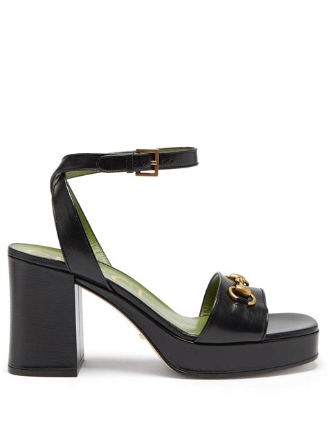 gucci houdan horsebit leather platform sandals|Women's Horsebit platform sandal in black leather.